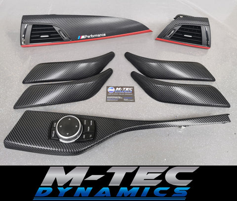 BMW F20 INTERIOR TRIM SET 4D CARBON / MATT RED ACCENT (CUSTOM)