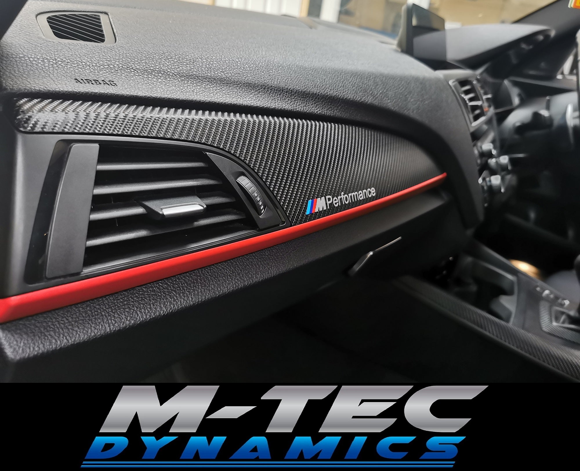 WRAPPING SERVICE - BMW F2X TRIM SET 4D CARBON / MATT RED ACCENT