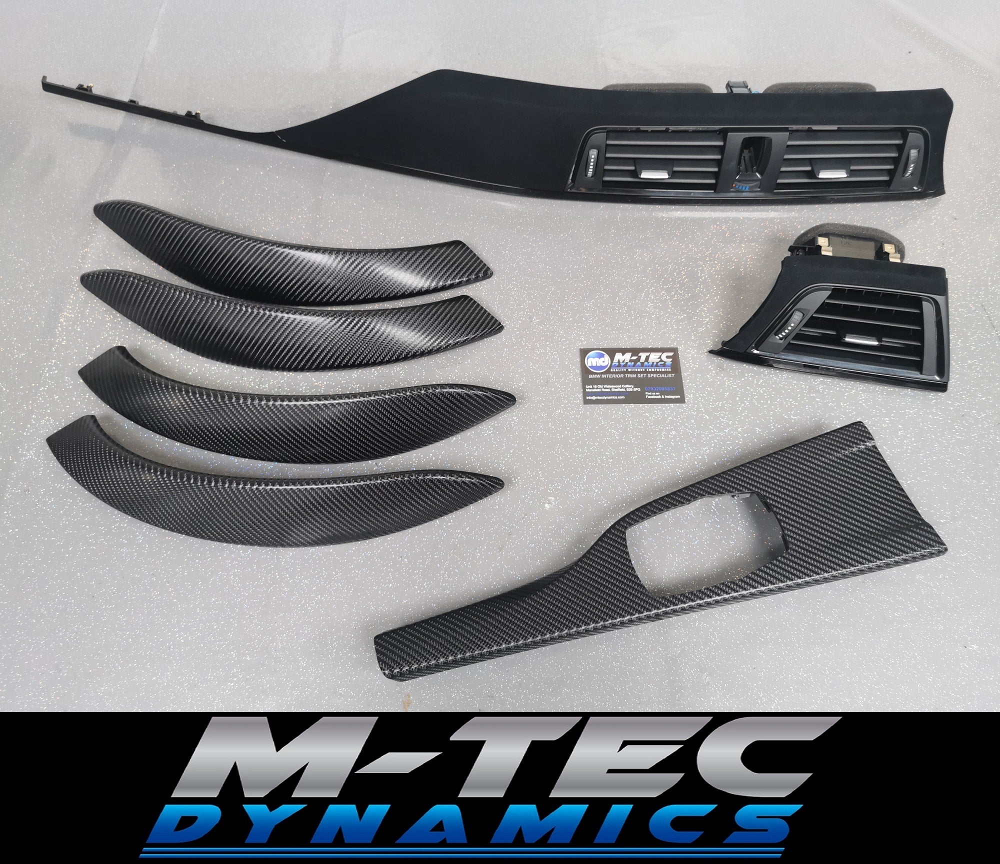 BMW F30 F31 F36 F80 M3 CUSTOM INTERIOR TRIM SET - 4D CARBON / ALCANTARA STYLE  / BLACK ACCENT