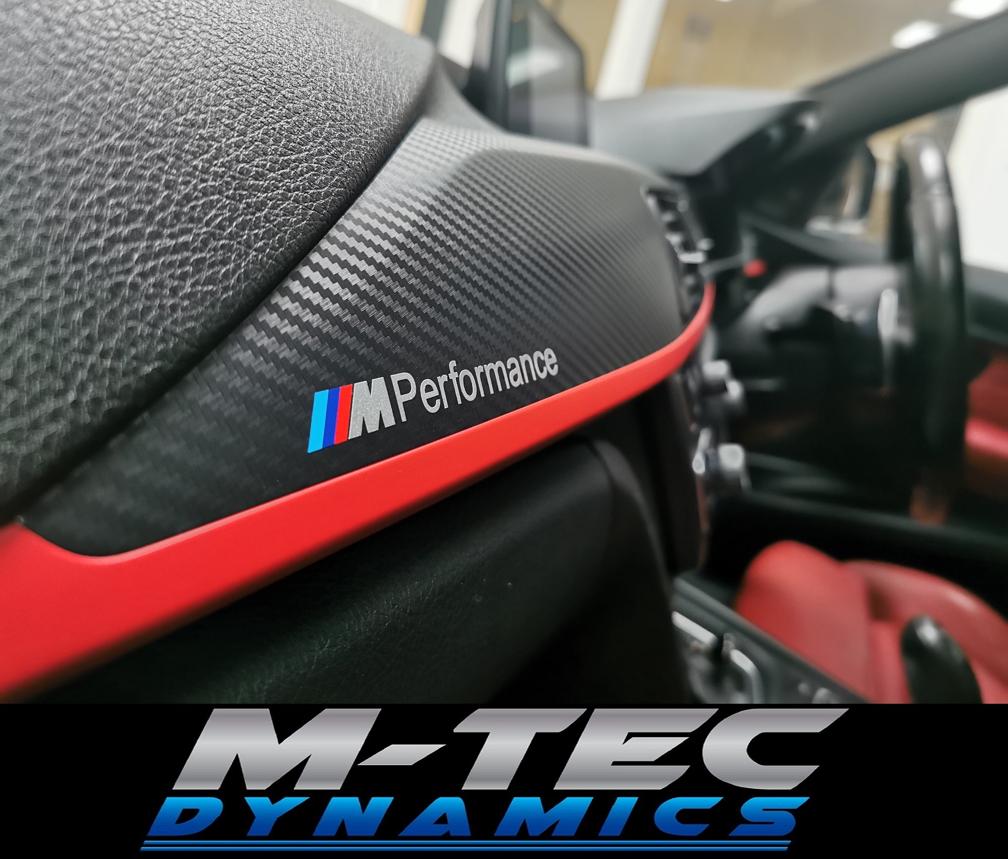 WRAPPING SERVICE - BMW F3X TRIM SET 3D CARBON / MATT RED ACCENT (CUSTOM)