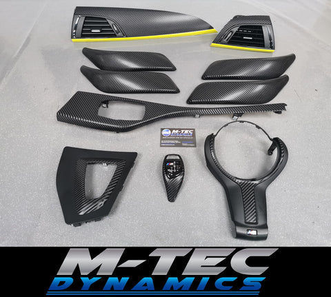 WRAPPING SERVICE - BMW F2X TRIM SET 4D CARBON / YELLOW / CUSTOM ACCENT