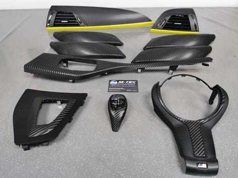 WRAPPING SERVICE - BMW F2X TRIM SET 4D CARBON / YELLOW / CUSTOM ACCENT