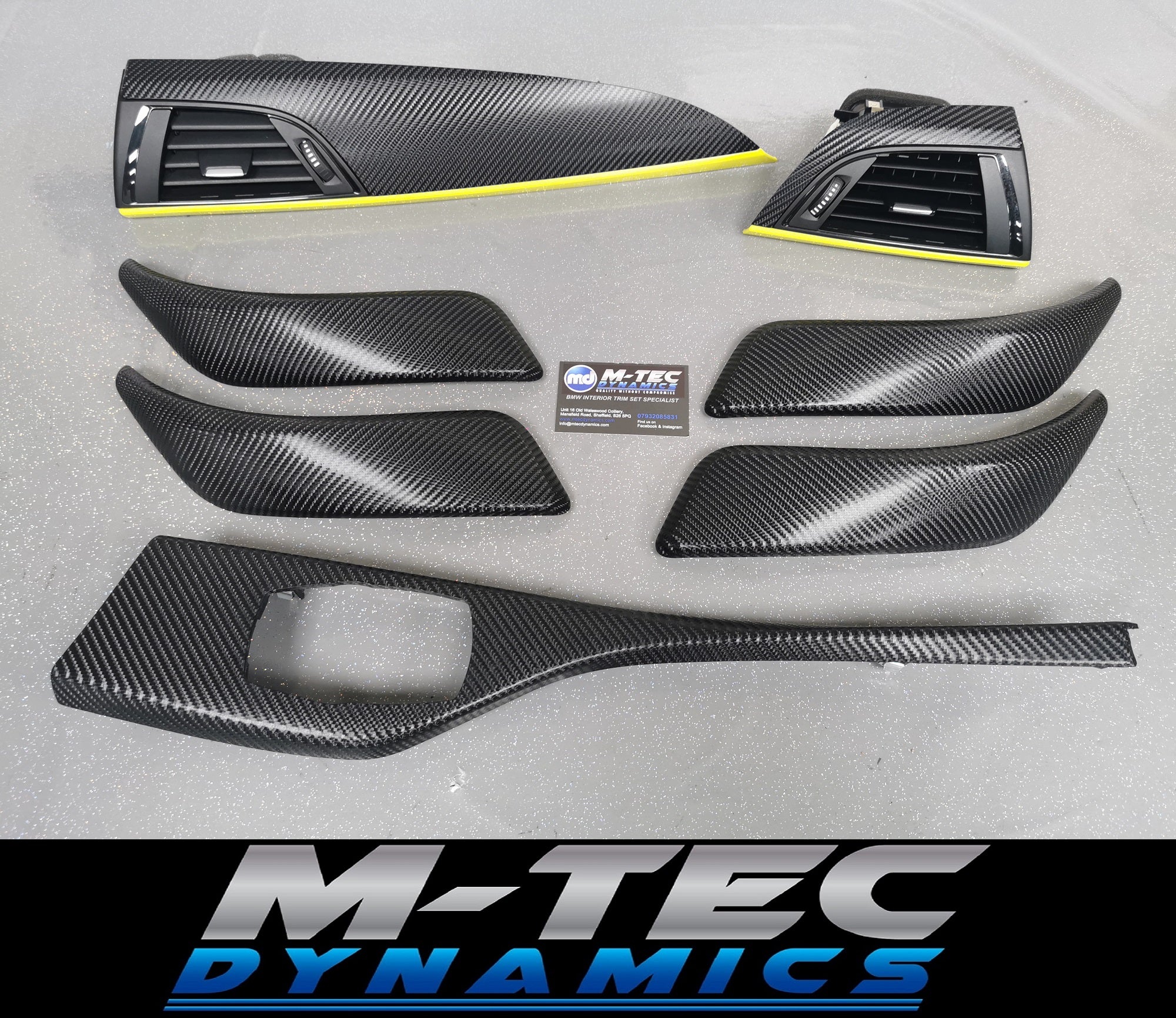 BMW F20 INTERIOR TRIM SET - 4D CARBON / YELLOW ACCENT