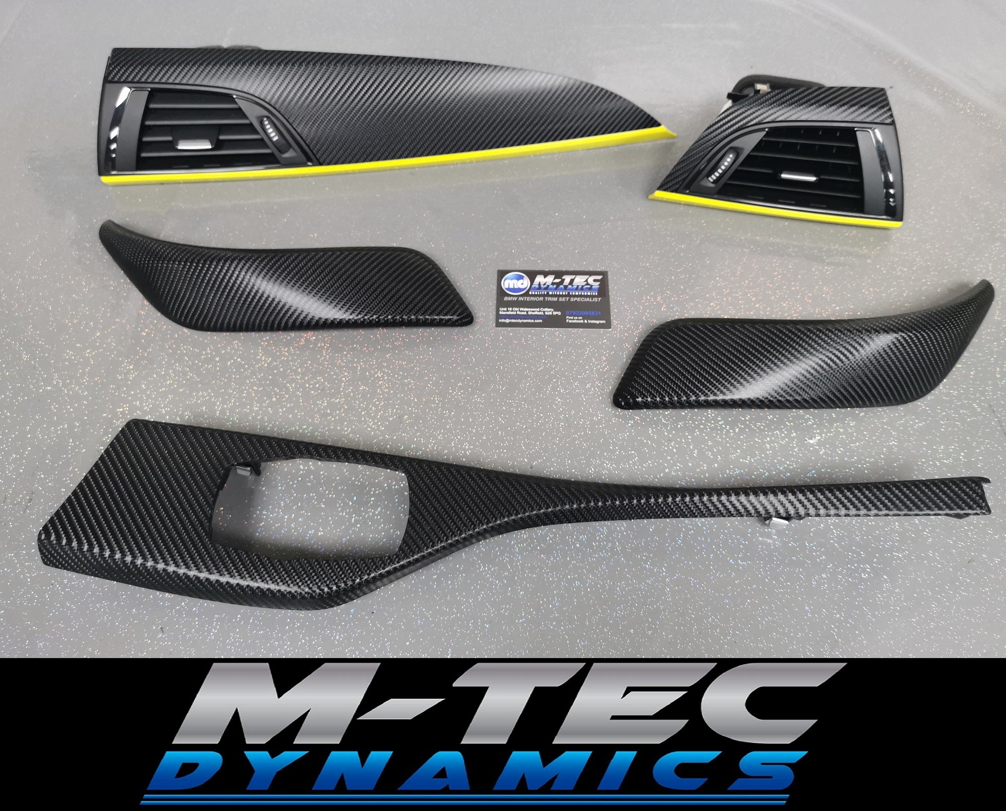 BMW F21 F22 INTERIOR TRIM SET - 4D CARBON / YELLOW ACCENT