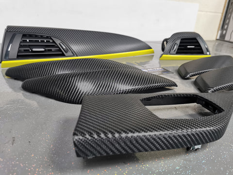 WRAPPING SERVICE - BMW F2X TRIM SET 4D CARBON / YELLOW / CUSTOM ACCENT