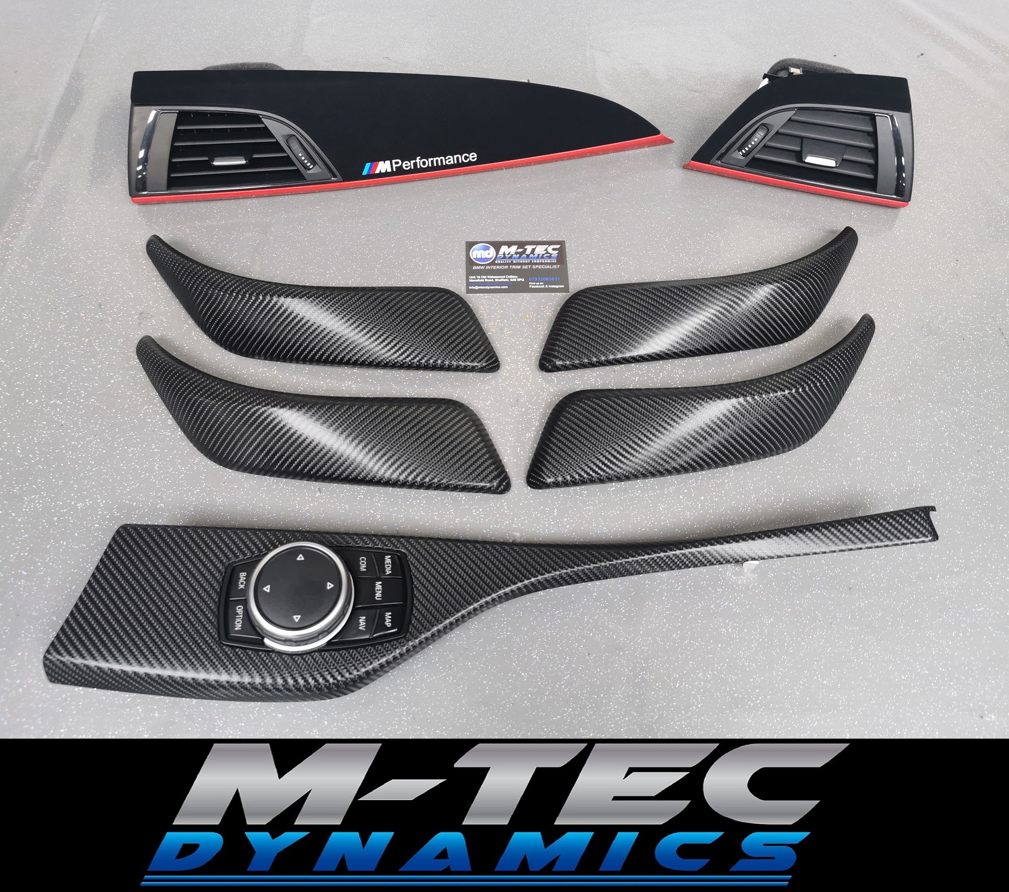 BMW F21 F22 CUSTOM INTERIOR TRIM SET - 4D CARBON / ALCANTARA / RED ACCENT