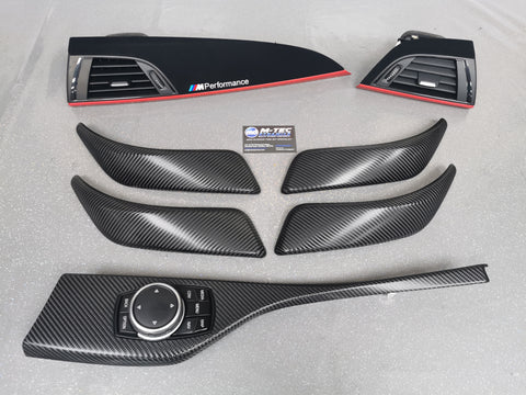 BMW F21 F22 CUSTOM INTERIOR TRIM SET - 4D CARBON / ALCANTARA / RED ACCENT