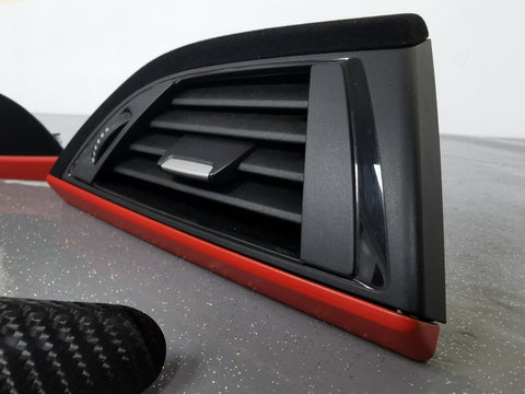 BMW F21 F22 CUSTOM INTERIOR TRIM SET - 4D CARBON / ALCANTARA / RED ACCENT