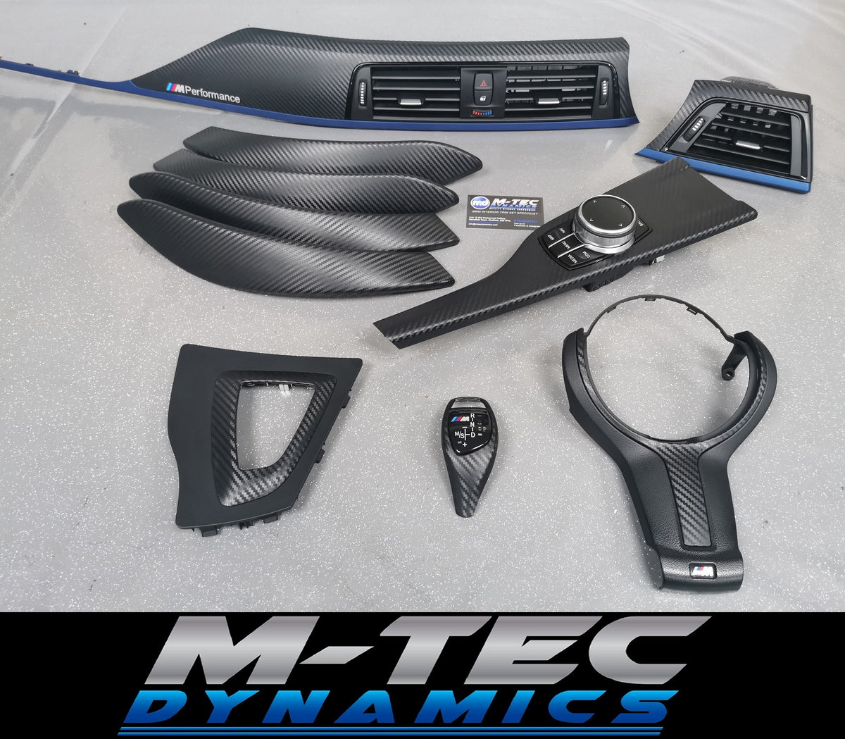WRAPPING SERVICE - BMW F3X INTERIOR TRIM SET - 3D CARBON / BLUE ACCENT (F30 F31 F32 F33 F36)