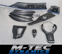 WRAPPING SERVICE - BMW F3X INTERIOR TRIM SET - 3D CARBON / BLUE ACCENT (F30 F31 F32 F33 F36)