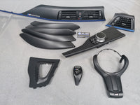 WRAPPING SERVICE - BMW F3X INTERIOR TRIM SET - 3D CARBON / BLUE ACCENT (F30 F31 F32 F33 F36)