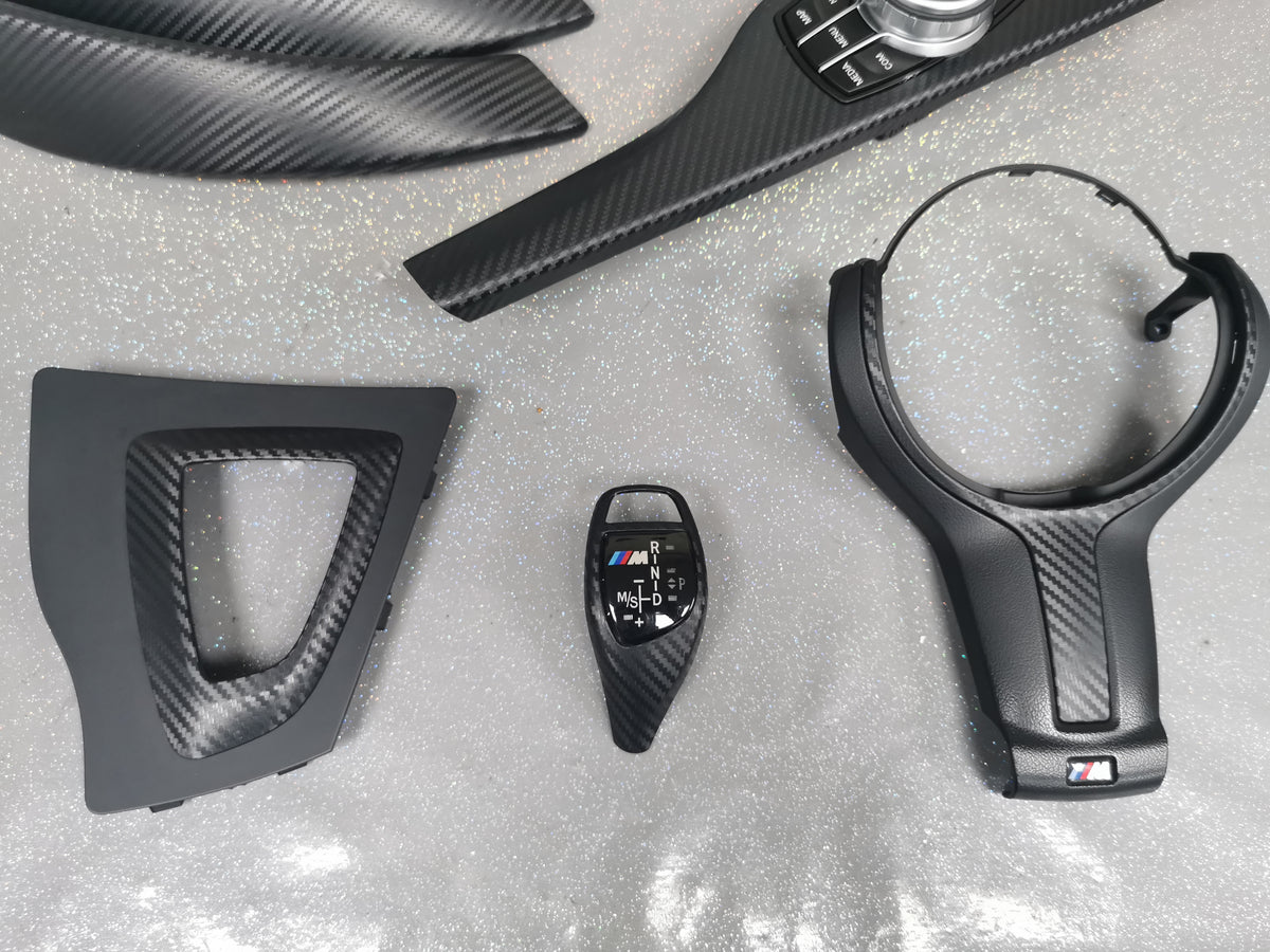 WRAPPING SERVICE - BMW F3X INTERIOR TRIM SET - 3D CARBON / BLUE ACCENT (F30 F31 F32 F33 F36)