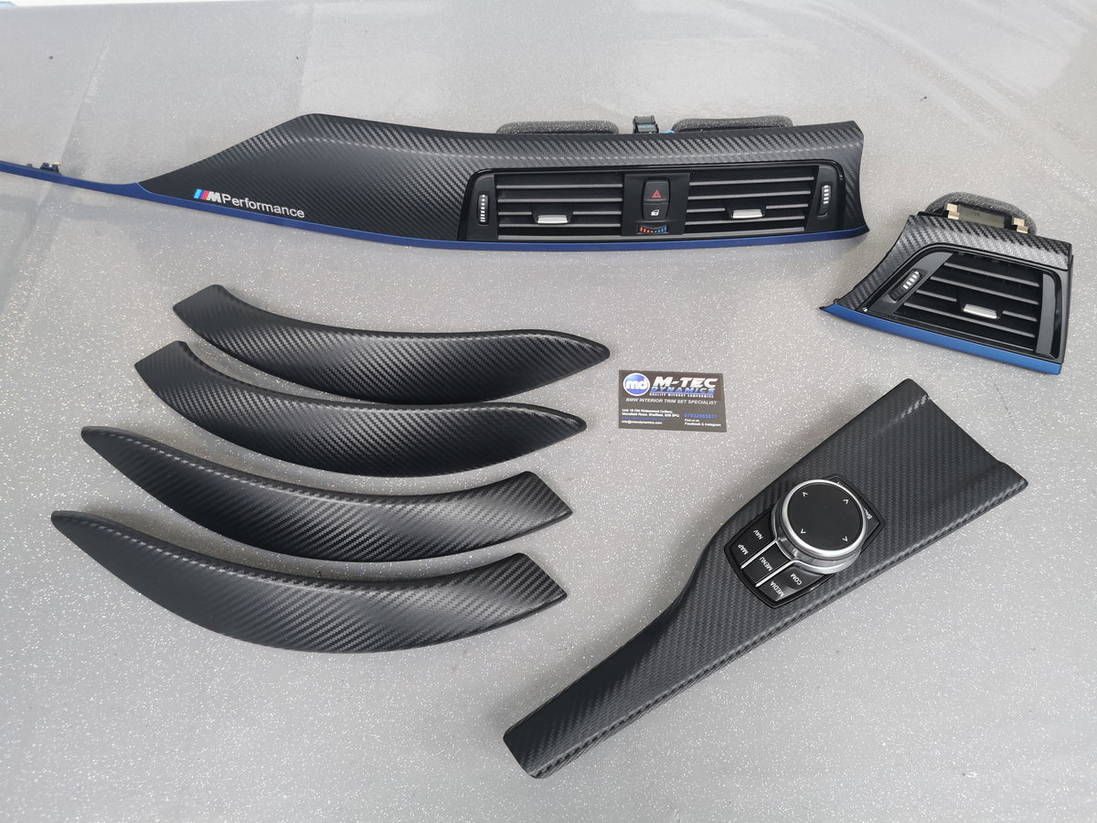 BMW F30 F31 F36 INTERIOR TRIM SET - 3D CARBON / BLUE ACCENT