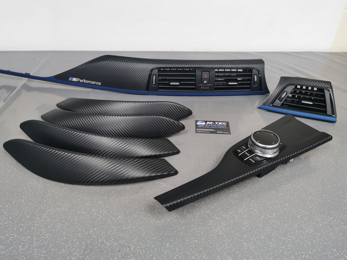 BMW F30 F31 F36 INTERIOR TRIM SET - 3D CARBON / BLUE ACCENT