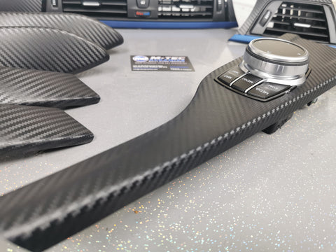 WRAPPING SERVICE - BMW F3X F8X INTERIOR TRIM SET - 3D CARBON / BLUE ACCENT