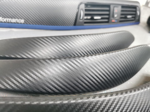 WRAPPING SERVICE - BMW F3X F8X INTERIOR TRIM SET - 3D CARBON / BLUE ACCENT