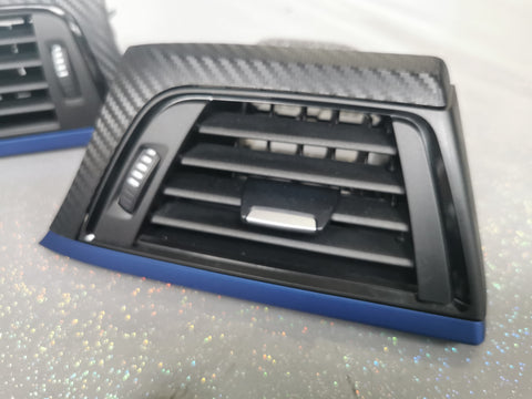 WRAPPING SERVICE - BMW F3X F8X INTERIOR TRIM SET - 3D CARBON / BLUE ACCENT