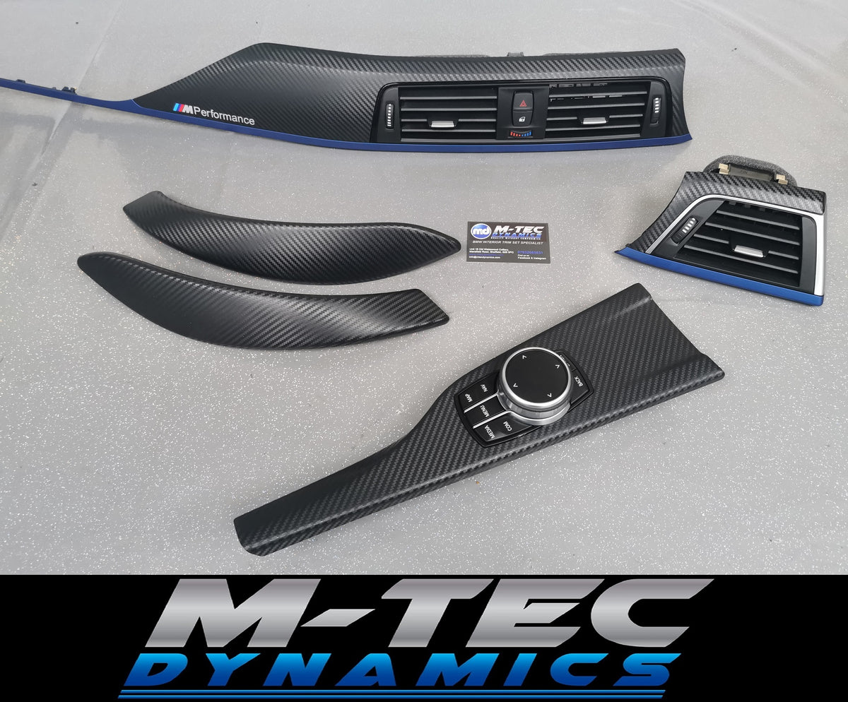 BMW F32 COUPE LCI INTERIOR TRIM SET - 3D CARBON / BLUE ACCENT