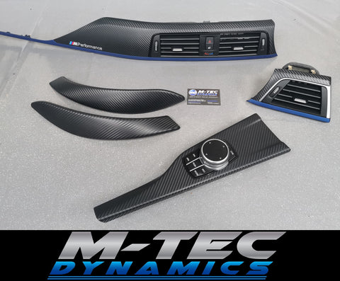 BMW F32 LCI F82 M4 LCI INTERIOR TRIM SET - 3D CARBON / BLUE ACCENT