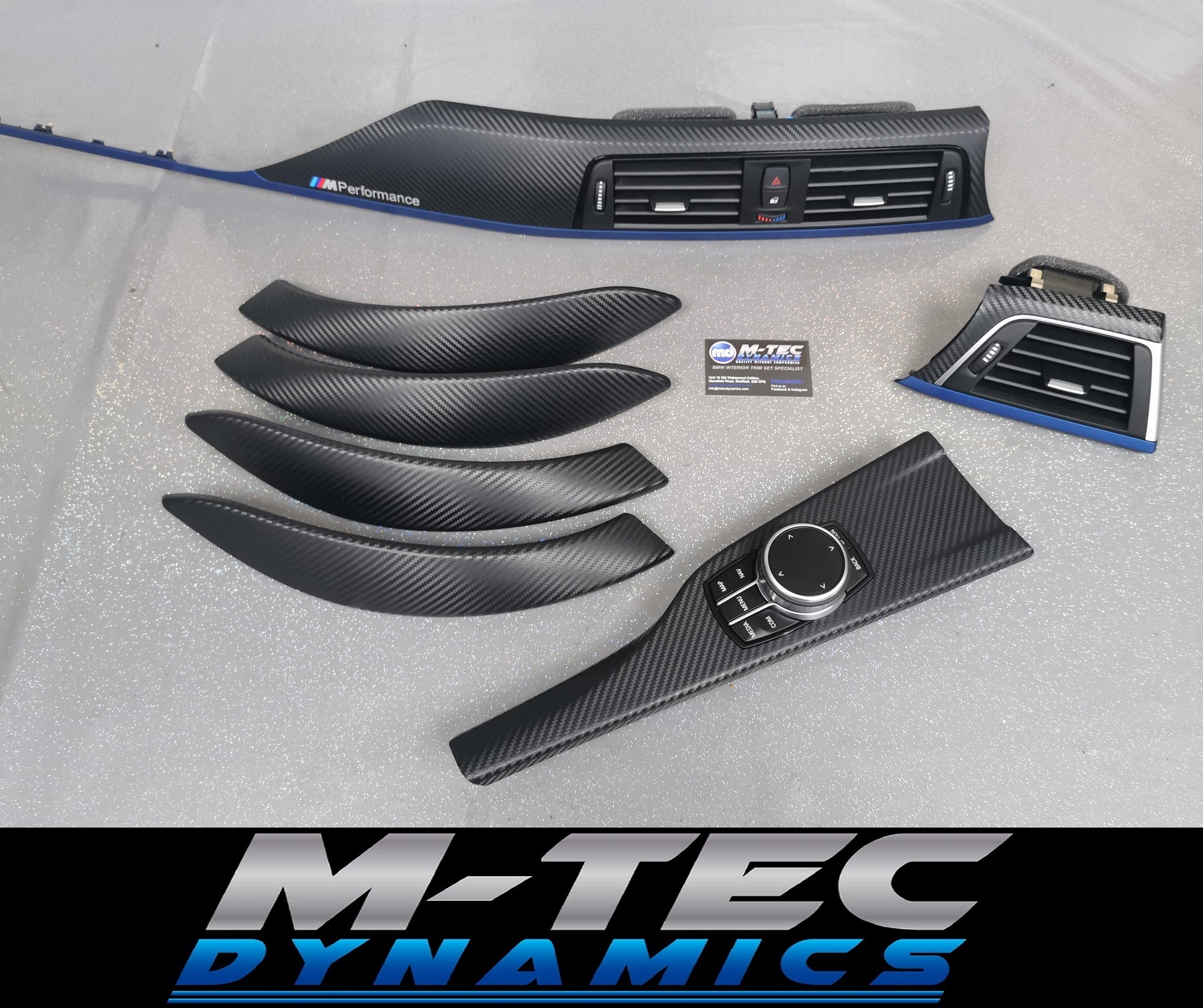 BMW F30 BMW F30 F31 F36 F80 LCI INTERIOR TRIM SET - 3D CARBON / BLUE ACCENT