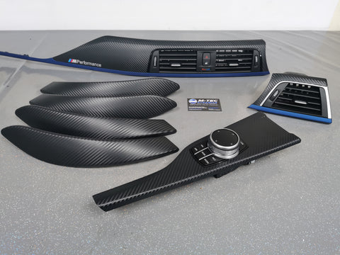BMW F30 BMW F30 F31 F36 F80 LCI INTERIOR TRIM SET - 3D CARBON / BLUE ACCENT