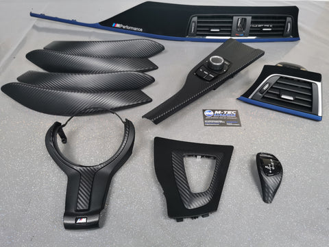 WRAPPING SERVICE - BMW F3X F8X CUSTOM INTERIOR TRIM SET - ALCANTARA / BLUE / 3D CARBON