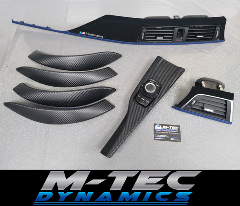 WRAPPING SERVICE - BMW F3X F8X CUSTOM INTERIOR TRIM SET - ALCANTARA / BLUE / 3D CARBON