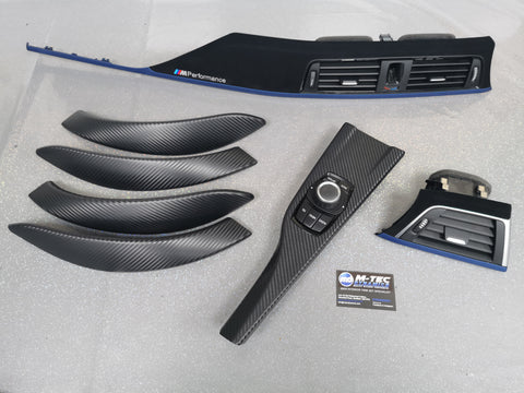 WRAPPING SERVICE - BMW F3X F8X CUSTOM INTERIOR TRIM SET - ALCANTARA / BLUE / 3D CARBON