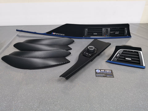 WRAPPING SERVICE - BMW F3X F8X CUSTOM INTERIOR TRIM SET - ALCANTARA / BLUE / 3D CARBON