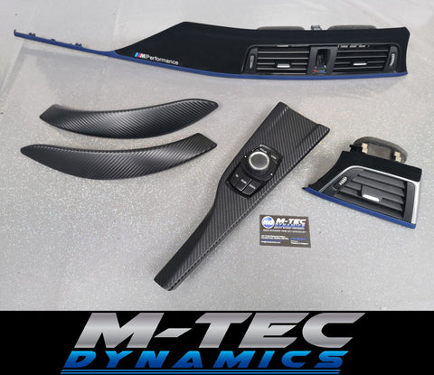 WRAPPING SERVICE - BMW F3X F8X CUSTOM INTERIOR TRIM SET - ALCANTARA / BLUE / 3D CARBON