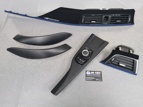 WRAPPING SERVICE - BMW F3X F8X CUSTOM INTERIOR TRIM SET - ALCANTARA / BLUE / 3D CARBON