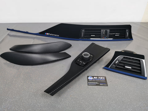 WRAPPING SERVICE - BMW F3X F8X CUSTOM INTERIOR TRIM SET - ALCANTARA / BLUE / 3D CARBON