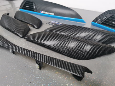 WRAPPING SERVICE - BMW F2X TRIM SET 4D CARBON / BLUE / CUSTOM ACCENT
