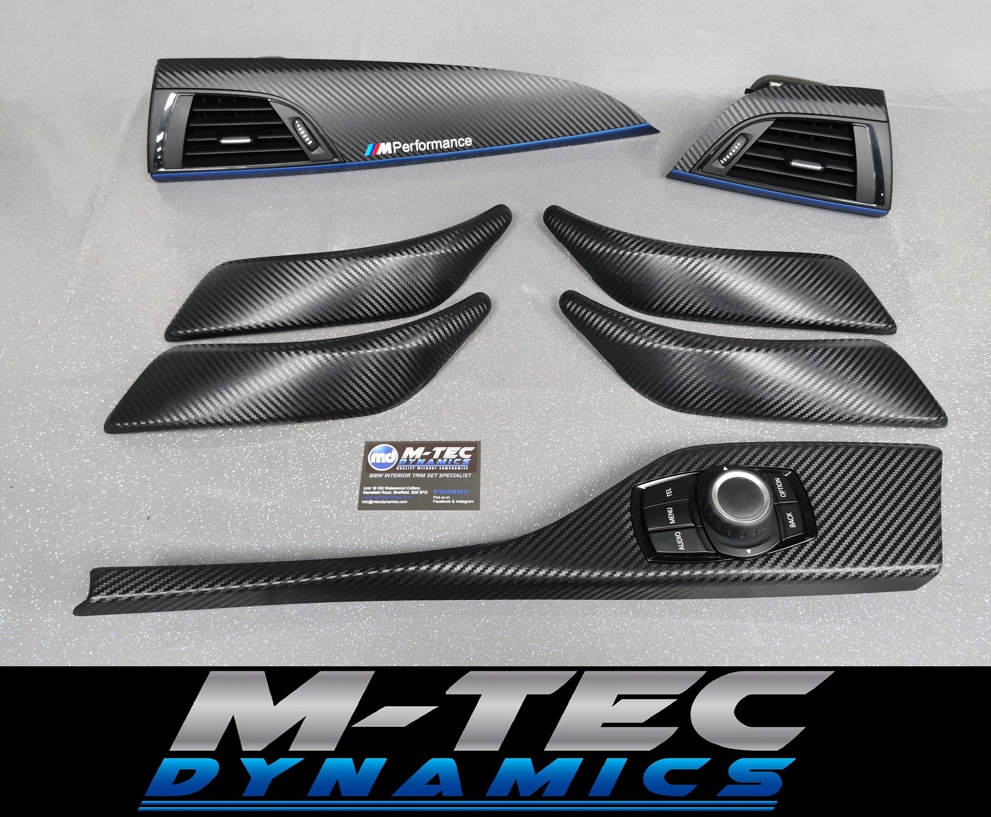 BMW F20 INTERIOR TRIM SET - 3D CARBON / BLUE ACCENT