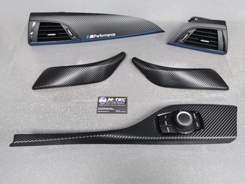 BMW F21 F22 INTERIOR TRIM SET - 3D CARBON / BLUE ACCENT