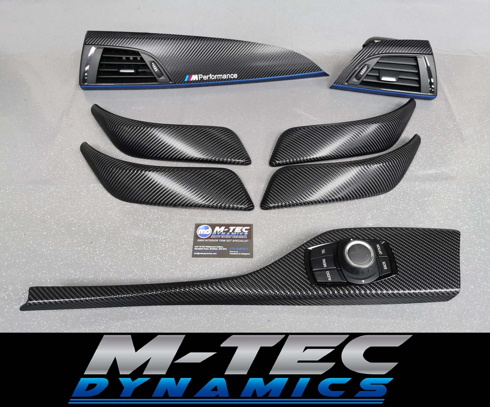 BMW F20 INTERIOR TRIM SET - 4D CARBON / BLUE ACCENT