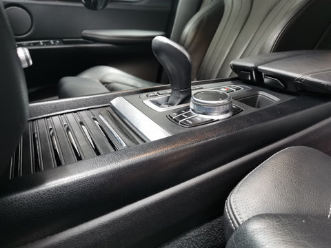 BMW X5 F15 CENTRE CONSOLE SIDE TRIMS WRAPPING SERVICE - BLACK LEATHER STYLE