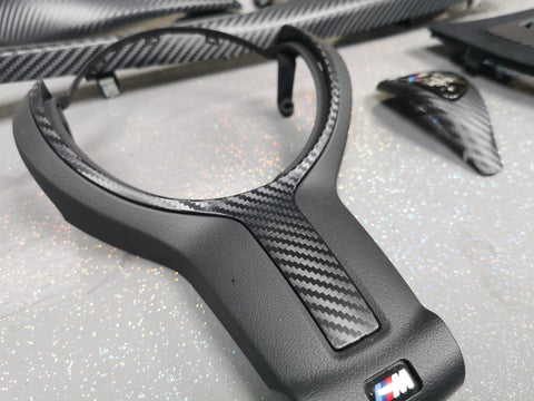 BMW F20 F21 F22 F23 CUSTOM INTERIOR TRIM SET - WRAPPING SERVICE - 3D CARBON / ALCANTARA / ORANGE ACCENT