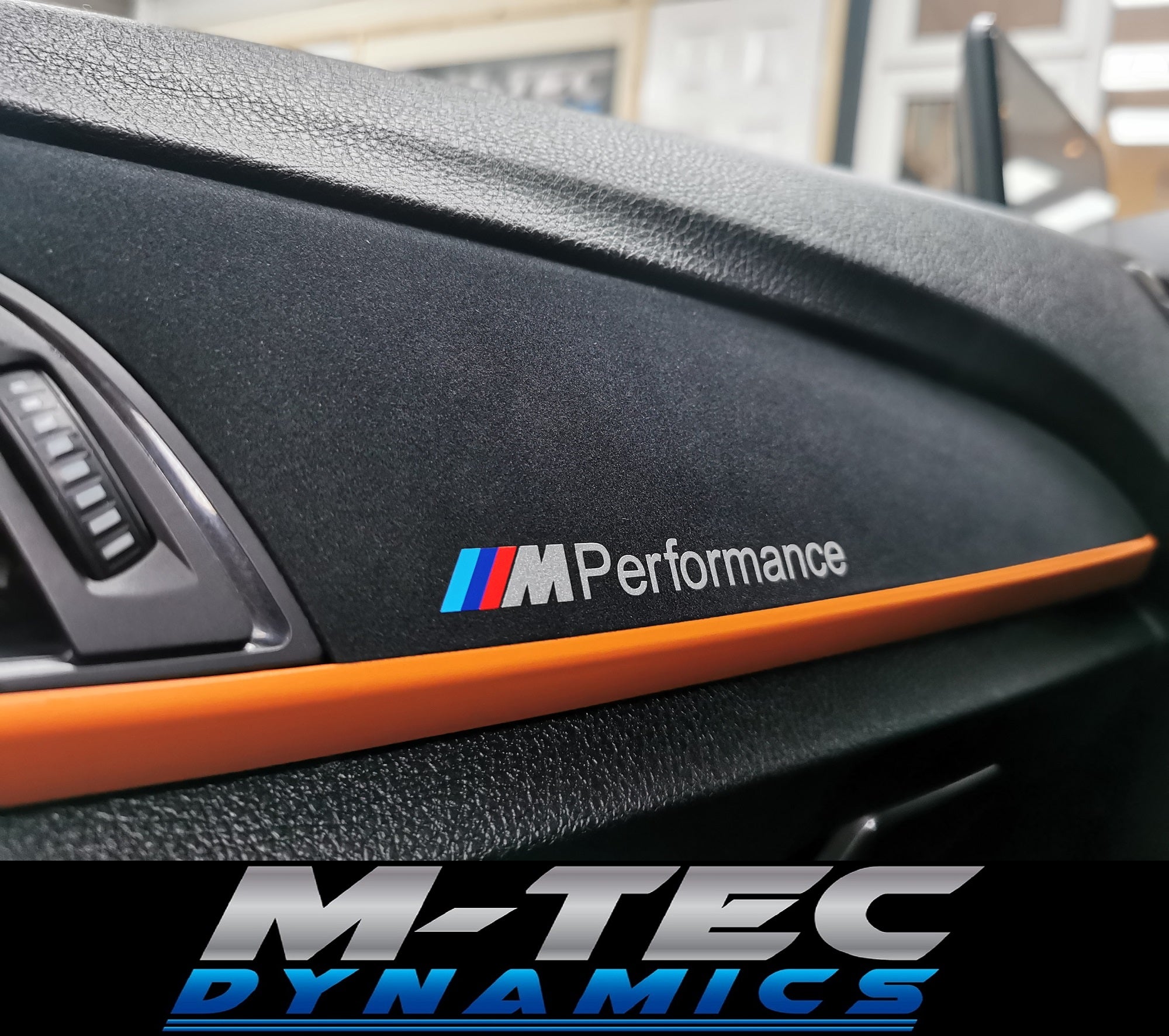 BMW F20 F21 F22 F23 CUSTOM INTERIOR TRIM SET - WRAPPING SERVICE - 3D CARBON / ALCANTARA / ORANGE ACCENT