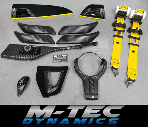 BMW F20 F21 F22 CUSTOM INTERIOR TRIM SET & SEAT BELT PACKAGE (YELLOW)