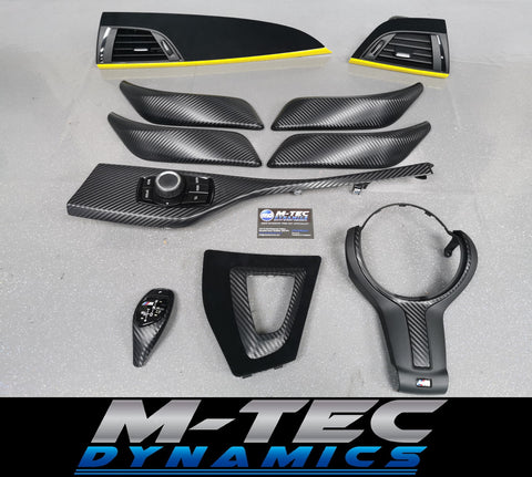 BMW F20 F21 F22 F23 CUSTOM INTERIOR TRIM SET - WRAPPING SERVICE - 3D CARBON / ALCANTARA / YELLOW ACCENT