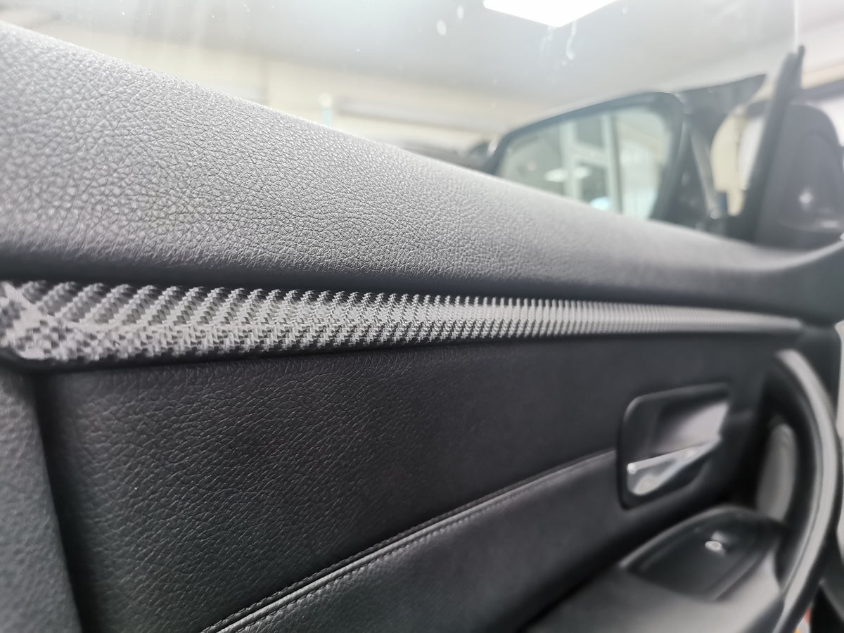 BMW F36 GRAN COUPE INTERIOR DOOR ACCENT TRIM WRAPPING SERVICE - CARBON FINISH ONLY