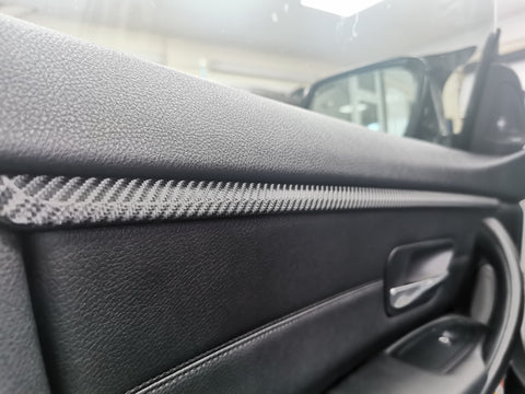 BMW F36 GRAN COUPE INTERIOR DOOR ACCENT TRIM WRAPPING SERVICE - CARBON FINISH ONLY