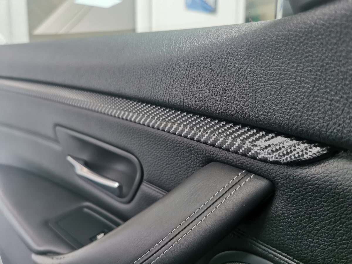 BMW F36 GRAN COUPE INTERIOR DOOR ACCENT TRIM WRAPPING SERVICE - CARBON FINISH ONLY