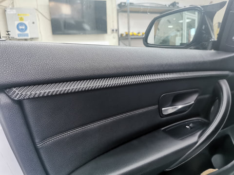 BMW F36 GRAN COUPE INTERIOR DOOR ACCENT TRIM WRAPPING SERVICE - CARBON FINISH ONLY