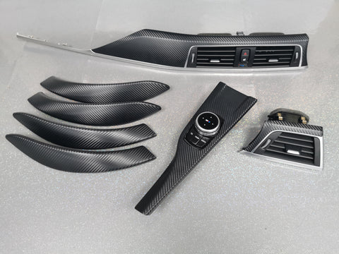 BMW F30 F31 F36 F80 M3 INTERIOR TRIM SET - 3D CARBON / SILVER ACCENT