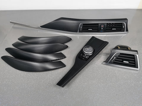 BMW F30 F31 F36 F80 M3 INTERIOR TRIM SET - 3D CARBON / SILVER ACCENT