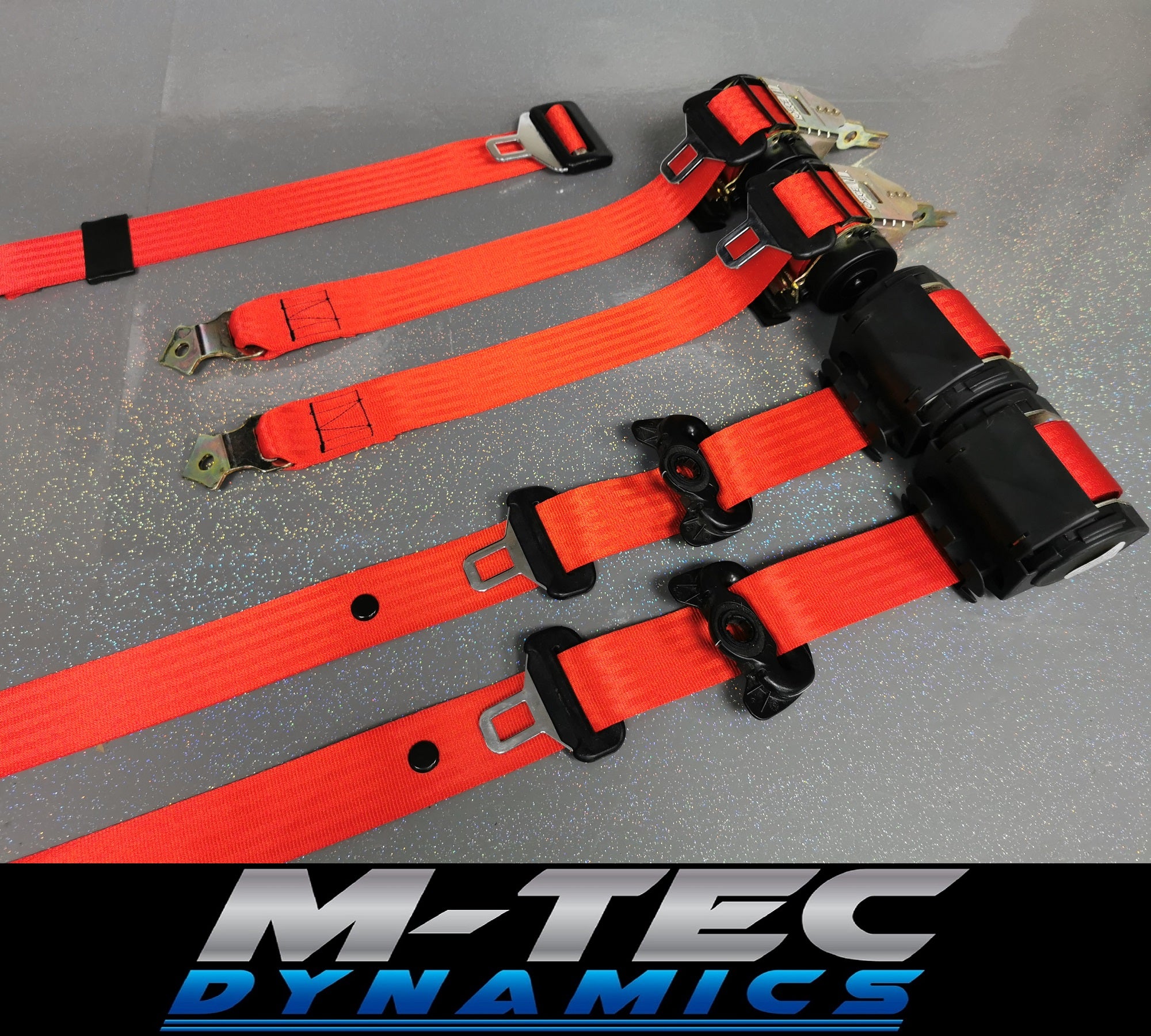 BMW E46 M3 COUPE RED FRONT & REAR SEAT BELT SET (LAP BELT)