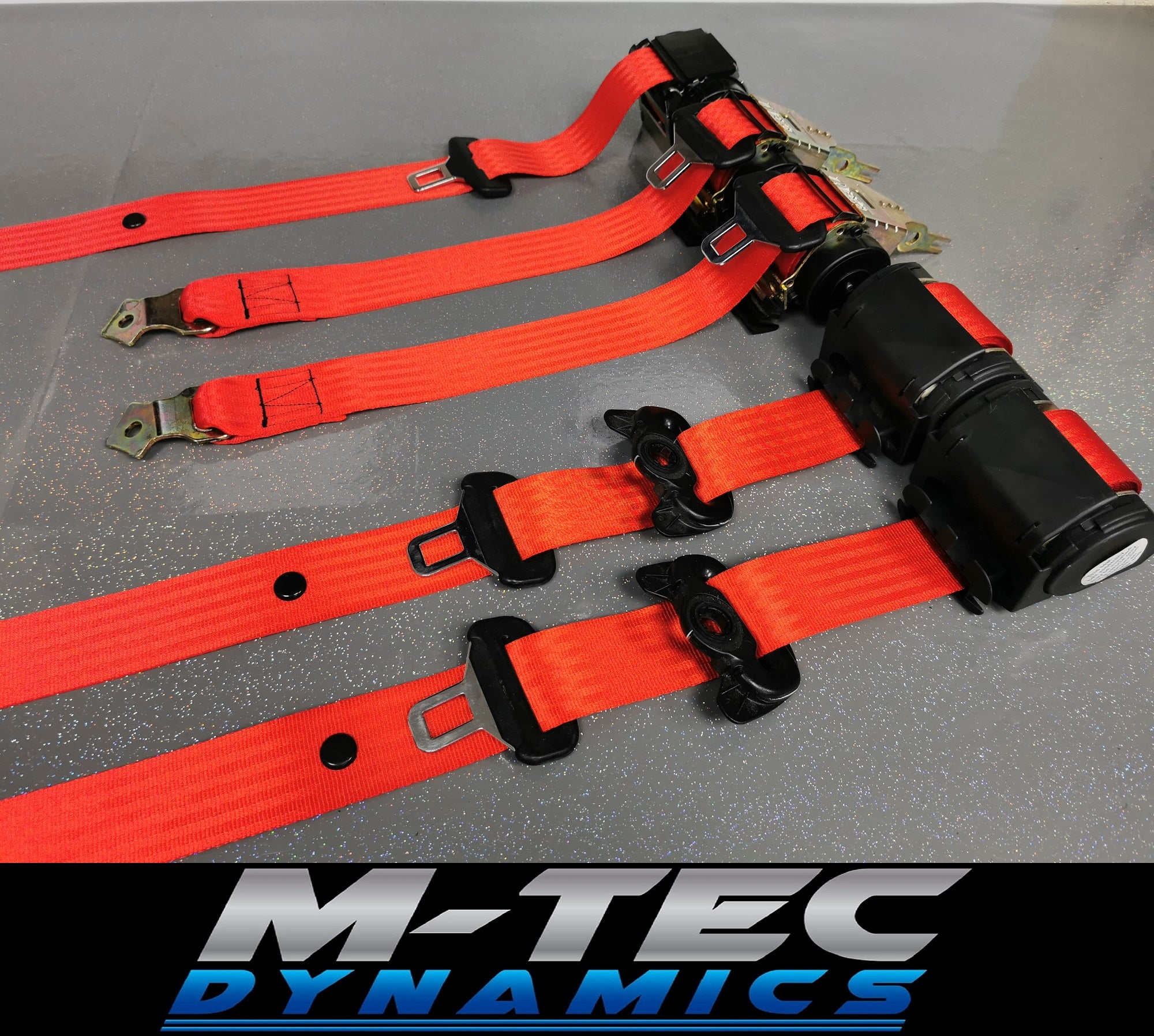 BMW E46 M3 COUPE RED FRONT & REAR SEAT BELT SET