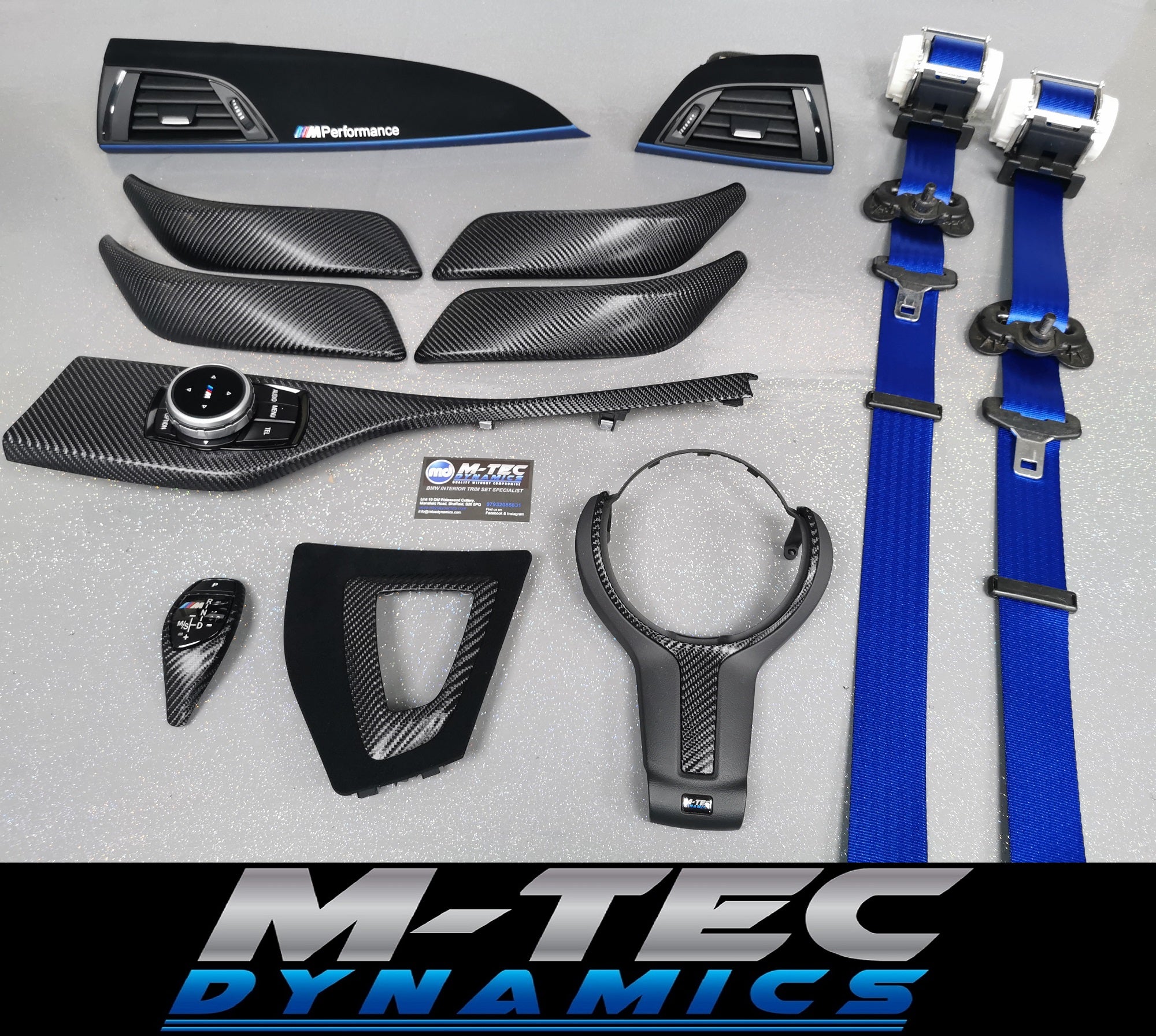 BMW F20 F21 F22 CUSTOM INTERIOR TRIM SET & SEAT BELT PACKAGE (BLUE)